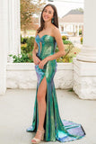 Sparkly Mermaid Sweetheart Satin Prom Dress with Slit