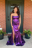 Amara | Charming Mermaid Scoop Neck Purple Long Prom Dress with Slit