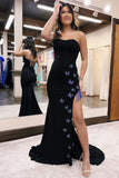 Maren | Strapless Mermaid Prom Dress with Glitter and Fringes