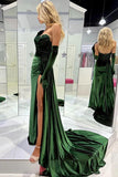 Charming Mermaid Sweetheart Velvet Olive Green Long Prom Dress with Attached Train