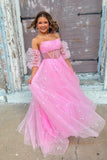 Cute A Line Sweetheart Aqua Blue Tulle Long Prom Dress