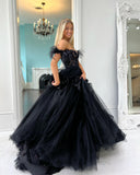 Cali | Princess A-Line Off-the-Shoulder Lace Tulle Prom Dress