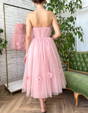 Pandora | Strapless Princess Light Pink Prom Dress with Floral Accents