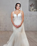 Long Mermaid Lace Wedding Dresses Tulle Straps with Appliques