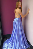 Simple | High Slit Lavender Long Prom Dress with Pockets