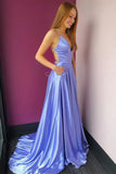 Simple | High Slit Lavender Long Prom Dress with Pockets