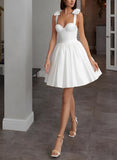 Sweet A-Line Sweetheart Sleeveless Short Satin Wedding Dresses